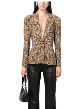 NORMA KAMALI Leopard Print Single-breasted Jacket